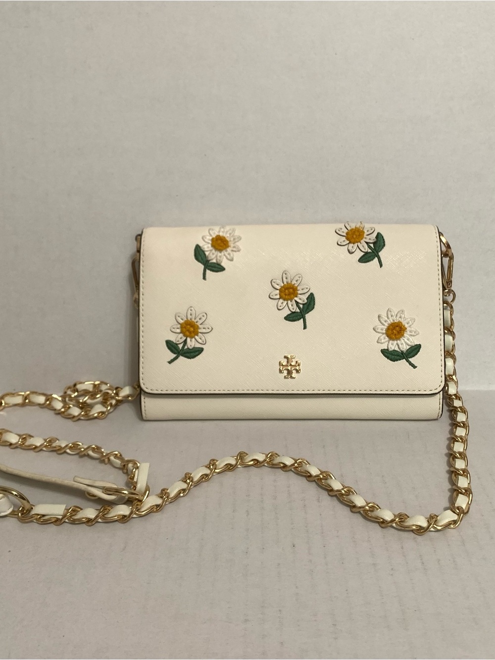 Tory Burch embroidered daisy crossbody purse
